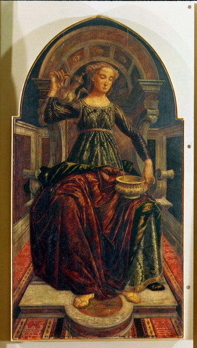 Templanza, de una serie de paneles que representan las Virtudes diseñadas para la Sala del Consejo del Gremio de Comerciantes, 1469 de Piero del Pollaiolo