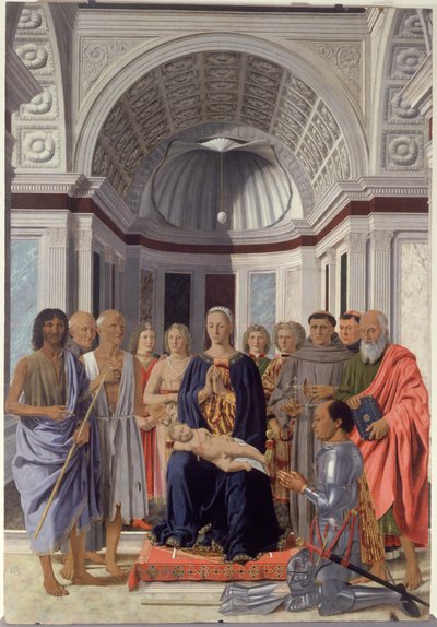 Madonna y el Niño y Santos, Ángeles y Federico de Montefeltro de Piero dellaFrancesca