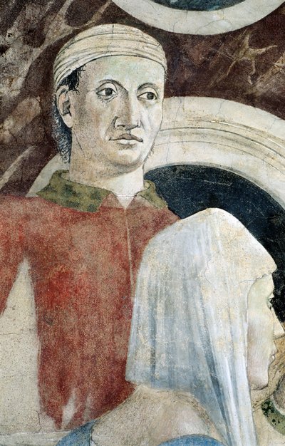 (Detalle) de La Leyenda de la Vera Cruz mostrando el descubrimiento y la verificación de la Vera Cruz, por Piero della Francesca de Piero della Francesca
