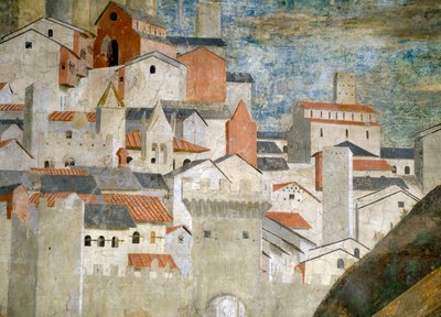 La Reina de Saba Adorando el Puente Hecho de la Madera de la Vera Cruz, Jerusalén (detalle) de Piero della Francesca