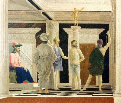Flagelación de Cristo de Piero della Francesca (1412-1492), Témpera sobre tabla, 58x81,5 cm, detalle de Piero della Francesca