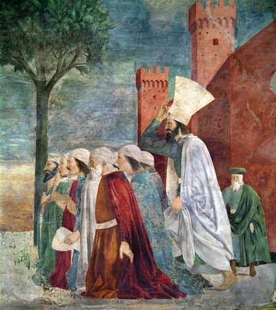Heraclio c.575-641 Restituye la Cruz a Jerusalén, del ciclo de la Leyenda de la Verdadera Cruz, completado en 1464 (detalle) de Piero della Francesca