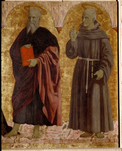Políptico de la Misericordia: la Virgen de la Misericordia, rodeada de santos (detalle) de Piero della Francesca