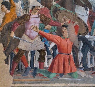 La batalla de Heraclio y Cosroes, detalle de Las historias de la Vera Cruz (fresco) de Piero della Francesca