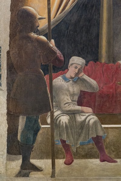 El sueño de Constantino, detalle de Las historias de la Vera Cruz (fresco) de Piero della Francesca