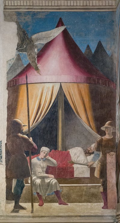 El sueño de Constantino, detalle de Las historias de la Vera Cruz (fresco) de Piero della Francesca