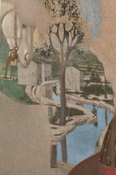 Victoria de Constantino sobre Majencio, detalle con paisaje. de Piero della Francesca