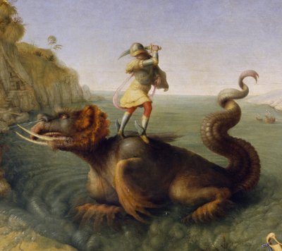 Perseo rescatando a Andrómeda, c.1510-13 (óleo sobre lienzo) (detalle) de Piero di Cosimo