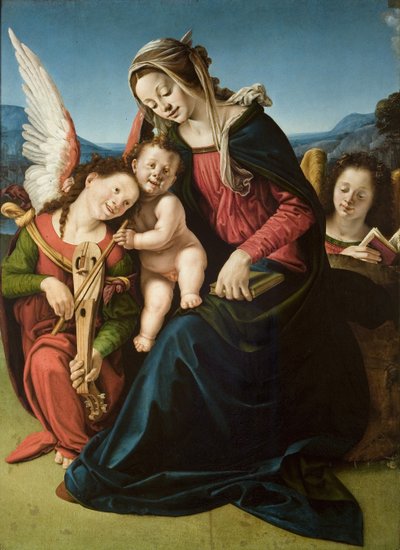 La Virgen y el Niño con dos ángeles, c.1507 de Piero di Cosimo