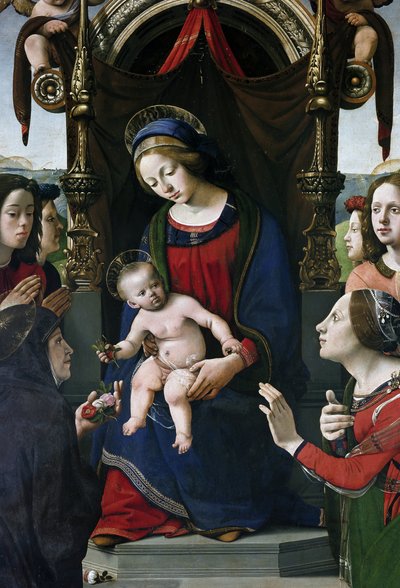 Virgen y Niño en el trono rodeados de santos (detalle) de Piero di Cosimo