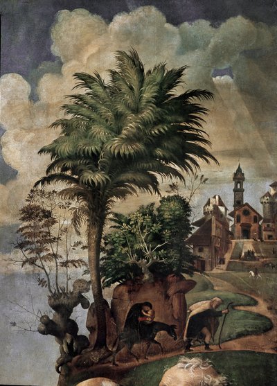 Virgen y Niño en el trono rodeados de santos (detalle) de Piero di Cosimo