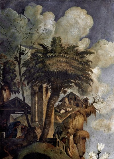 Virgen y Niño en el trono rodeados de santos (detalle) de Piero di Cosimo