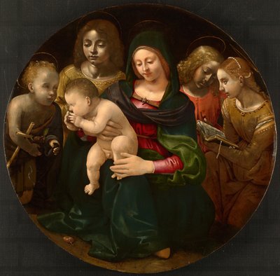Virgen y Niño con el joven San Juan Bautista, Santa Cecilia y ángeles de Piero di Cosimo
