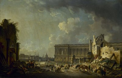 Despeje de la columnata del Louvre, hacia 1756 (óleo) de Pierre Antoine Demachy