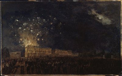 Fuegos artificiales para el nacimiento del duque de Normandía, hacia 1782 (óleo sobre lienzo sobre madera) de Pierre Antoine Demachy