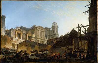 La Foire Saint-Germain tras el incendio de la noche del 16 al 17 de marzo de 1762, hacia 1762 (óleo) de Pierre Antoine Demachy