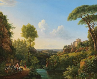 Paisaje italiano con viajeros junto a un pozo de Pierre Athanase Chauvin
