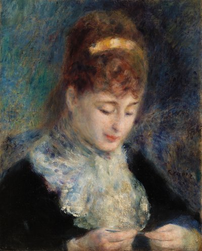 Mujer Tejiendo de Pierre-Auguste Renoir