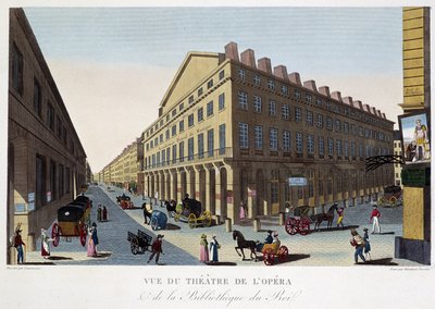 Vista del teatro de la Ópera (Comédie Française) y la biblioteca del rey - en "Vues de Paris" de Pierre (after) Courvoisier