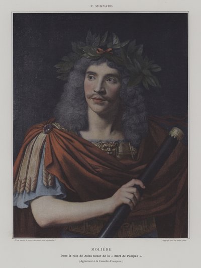 Moliere en el papel de Julio César en La Muerte de Pompeyo de Pierre (after) Mignard