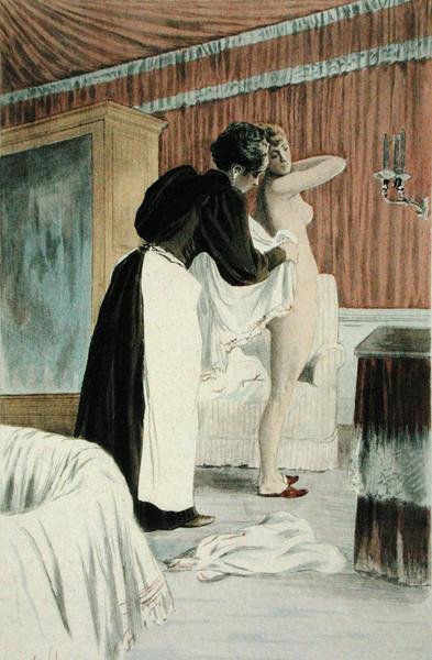 La bañera, de "La Femme a Paris" de Octave Uzanne, grabado por F. Masse de Pierre (after) Vidal