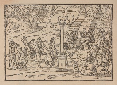 Adoración del Becerro de Oro, de Figure de la Biblia, ilustrar di stanze Toscana, por Gabriele Simeoni de Pierre (attr. to) Eskrich