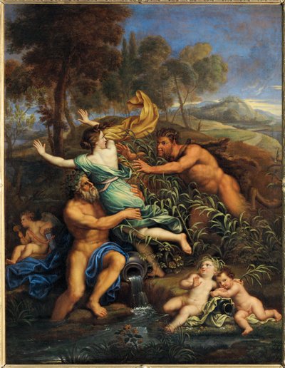 Pan y Syrinx, antes de 1690 ... de Pierre (follower of) Mignard