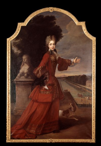 Retrato de cuerpo entero de María Adelaida de Saboya, Duquesa de Borgoña en el castillo de Fontainebleau (1685-1712) Dauphine de Francia de Pierre (studio of) Gobert