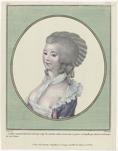 Gallerie des Modes et Costumes Français, 1781, oo 221: Coeffure nommée à la Levit (...) de Pierre Adrien Le Beau