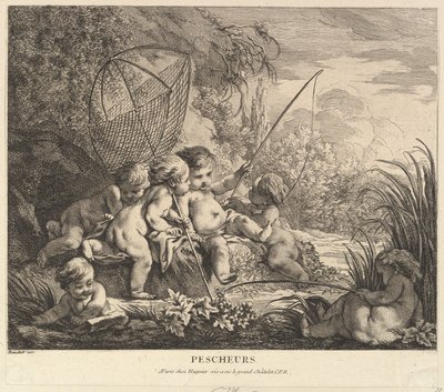 Niños pescando, ca. 1738 de Pierre Alexandre Aveline