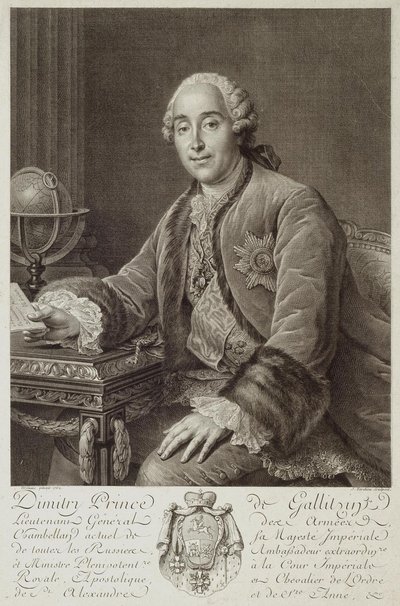 Retrato del príncipe Dmitriy Mikhailovich Golitsyn 1721-1793, 1762 de Pierre Alexandre Tardieu