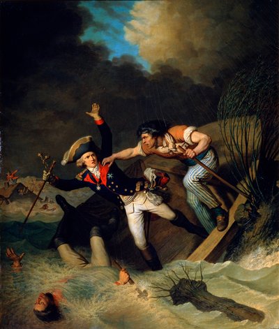La muerte del Duque Leopoldo de Brunswick durante una inundación en Brunswick, Alemania, 1785 de Pierre Alexandre Wille