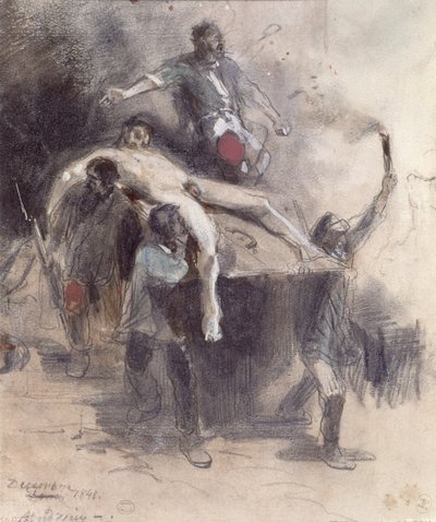Hombres llevando un cadáver, 23 de febrero de 1848 de Pierre Andrieu