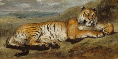 Tigre descansando, c. 1830 de Pierre Andrieu