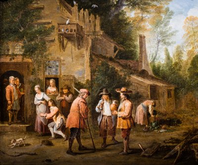 Escena en el patio de una posada de Pierre Angelis or Angillis