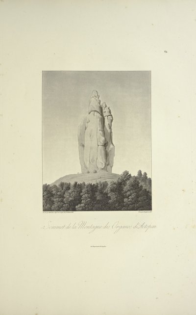 Cumbre de la Montaña de los Órganos, Actopan, grabado por Bouquet, ilustración de 