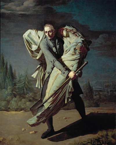 Young y su hija ... (óleo sobre lienzo) de Pierre Antoine Augustin Vafflard