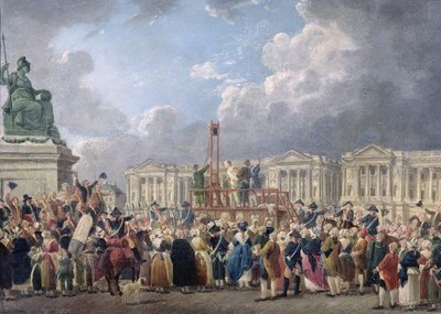 Una ejecución, Place de la Révolution, entre agosto de 1793 y junio de 1794 de Pierre Antoine Demachy