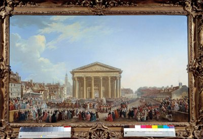 Ceremonia de colocación de la primera piedra de la nueva Iglesia de Santa Genoveva el 6/09/1764 cerca del Panteón de Pierre Antoine Demachy