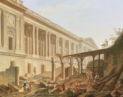 Demolición del Hotel de Bourbon y limpieza de la Columnata del Louvre, c.1764 de Pierre Antoine Demachy