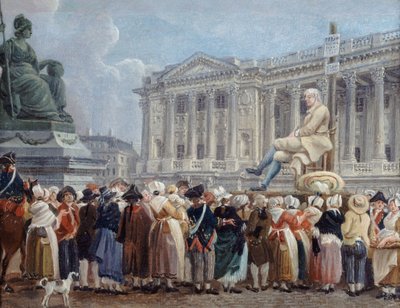 Exposición de Pierre Nicolas Perrin en la plaza de la Revolución, el 29 vendimiario, c. 1793 de Pierre Antoine Demachy