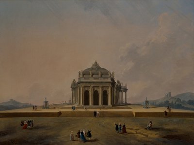 Estudios de arquitectura fantástica con figuras de Pierre Antoine Demachy