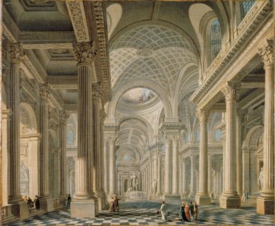 Interior de la iglesia de la Madeleine según el diseño del arquitecto Pierre de Pierre Antoine Demachy