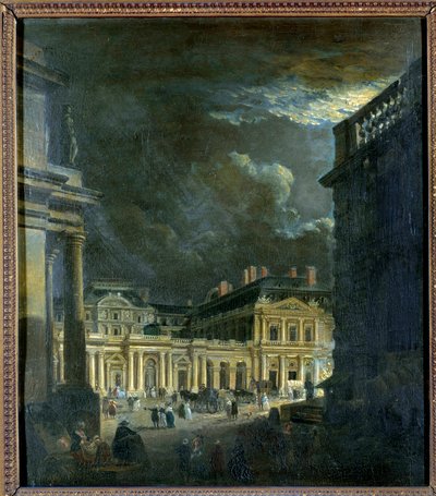 La Place du Palais Royal en París a la luz de la luna de Pierre Antoine Demachy