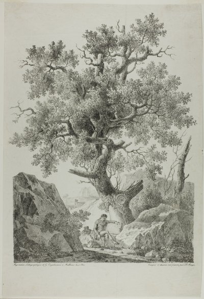Artista en un paisaje rocoso de Pierre Antoine Mongin