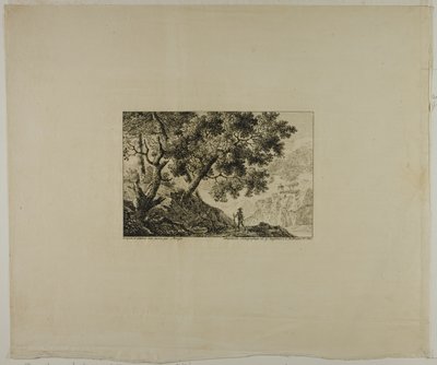 Paisaje con hombre portando bastón de Pierre Antoine Mongin