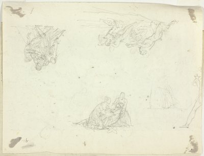 Hoja de Bocetos: Grupos de figuras de Pierre Antoine Mongin