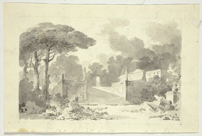 Vista del parque de Versalles: Escalera Monumental, Pedestal y Templo de Pierre Antoine Mongin