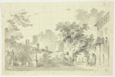 Vista del parque de Versalles: Estatuas y fuente de Pierre Antoine Mongin