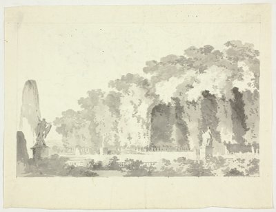 Vista del parque de Versalles: Árboles y estatuas de Pierre Antoine Mongin